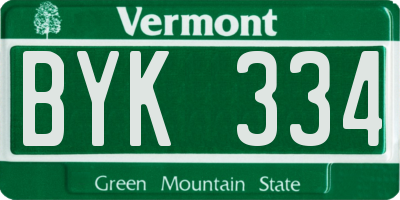 VT license plate BYK334