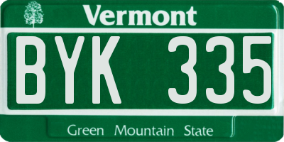 VT license plate BYK335