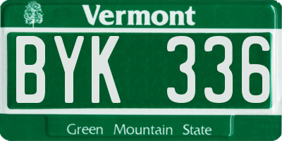 VT license plate BYK336