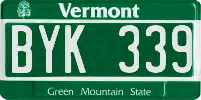 VT license plate BYK339