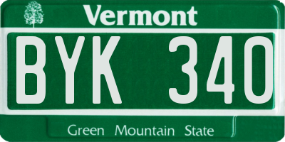 VT license plate BYK340