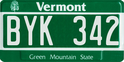VT license plate BYK342