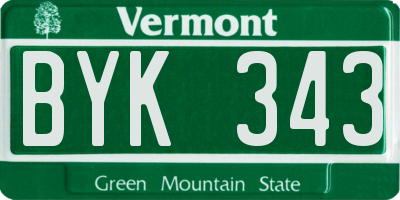 VT license plate BYK343