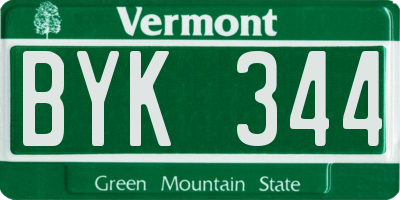 VT license plate BYK344