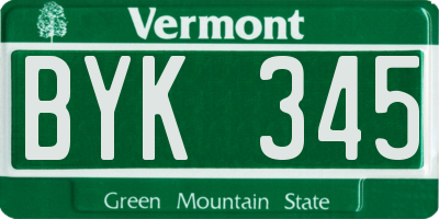 VT license plate BYK345