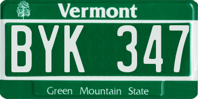 VT license plate BYK347
