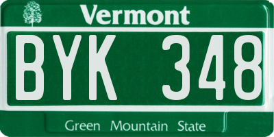 VT license plate BYK348