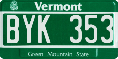 VT license plate BYK353