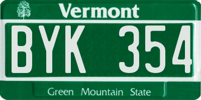 VT license plate BYK354