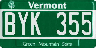 VT license plate BYK355