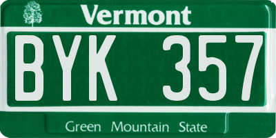 VT license plate BYK357