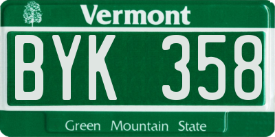 VT license plate BYK358