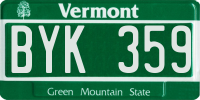 VT license plate BYK359