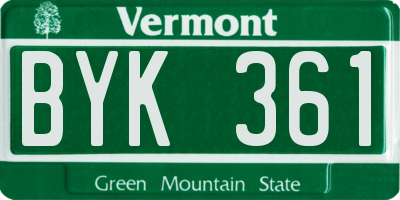 VT license plate BYK361