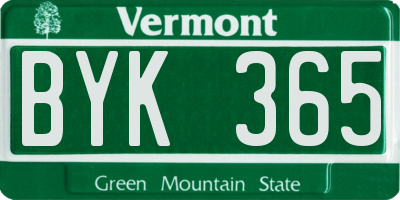 VT license plate BYK365