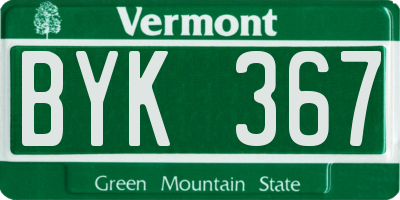 VT license plate BYK367