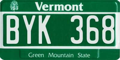 VT license plate BYK368
