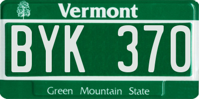 VT license plate BYK370