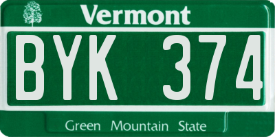 VT license plate BYK374