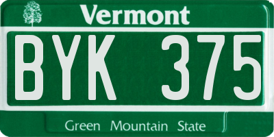 VT license plate BYK375