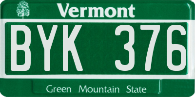 VT license plate BYK376