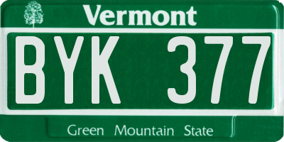 VT license plate BYK377