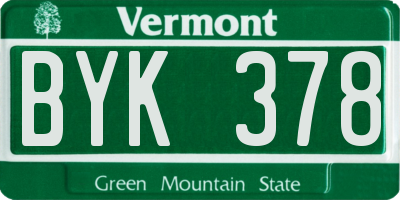 VT license plate BYK378