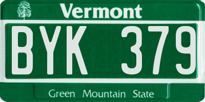 VT license plate BYK379