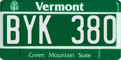 VT license plate BYK380