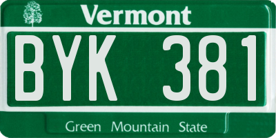 VT license plate BYK381