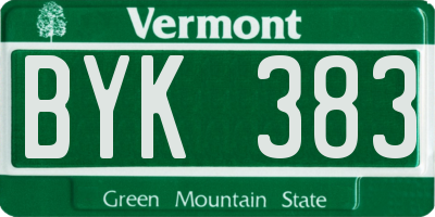 VT license plate BYK383
