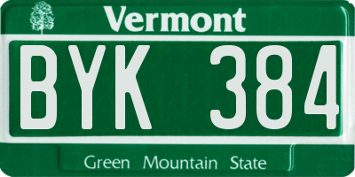 VT license plate BYK384