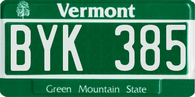 VT license plate BYK385