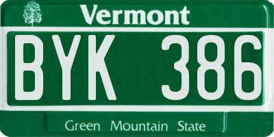 VT license plate BYK386