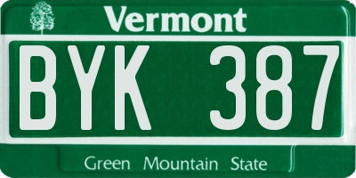 VT license plate BYK387