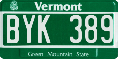 VT license plate BYK389