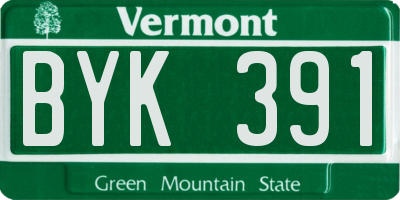 VT license plate BYK391