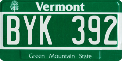 VT license plate BYK392