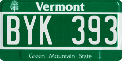 VT license plate BYK393