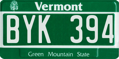 VT license plate BYK394