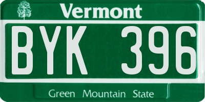 VT license plate BYK396
