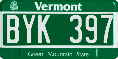 VT license plate BYK397