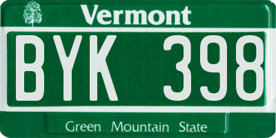 VT license plate BYK398