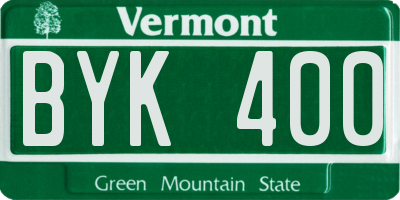 VT license plate BYK400