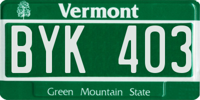 VT license plate BYK403