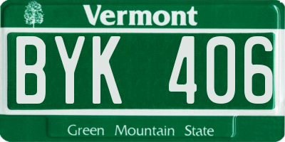 VT license plate BYK406