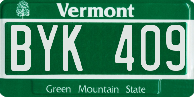 VT license plate BYK409
