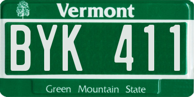 VT license plate BYK411