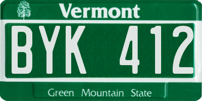 VT license plate BYK412