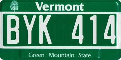 VT license plate BYK414